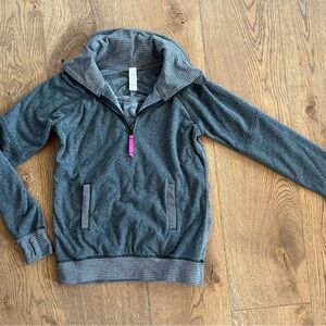 Ivivva By Lululemon grey Shiver Stopper Fleece Lined 1/4 Zip Pullover Size 14